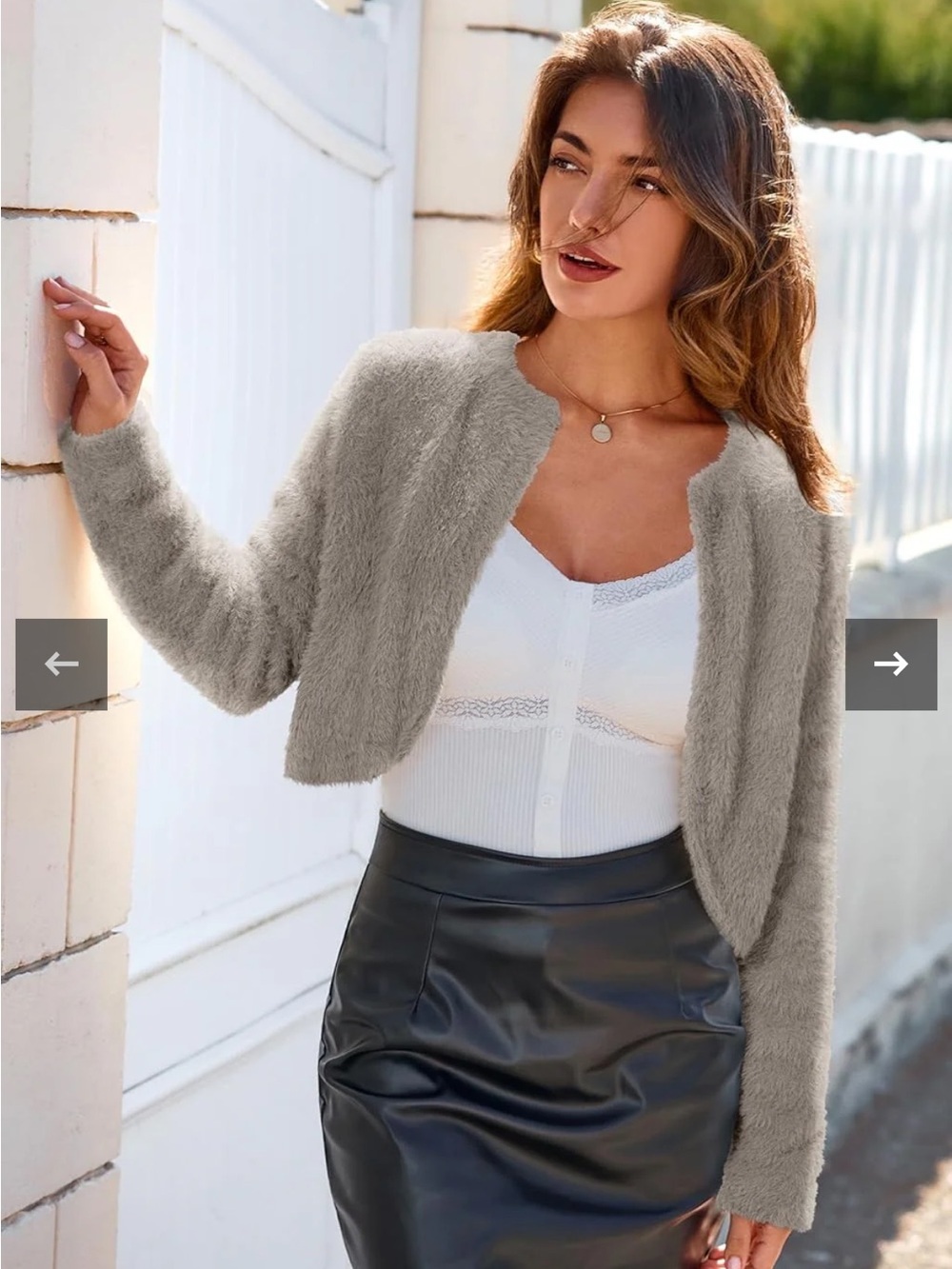Wool Blend Faux Fur Cropped Jacket Winter Chic Bolero Shrug M